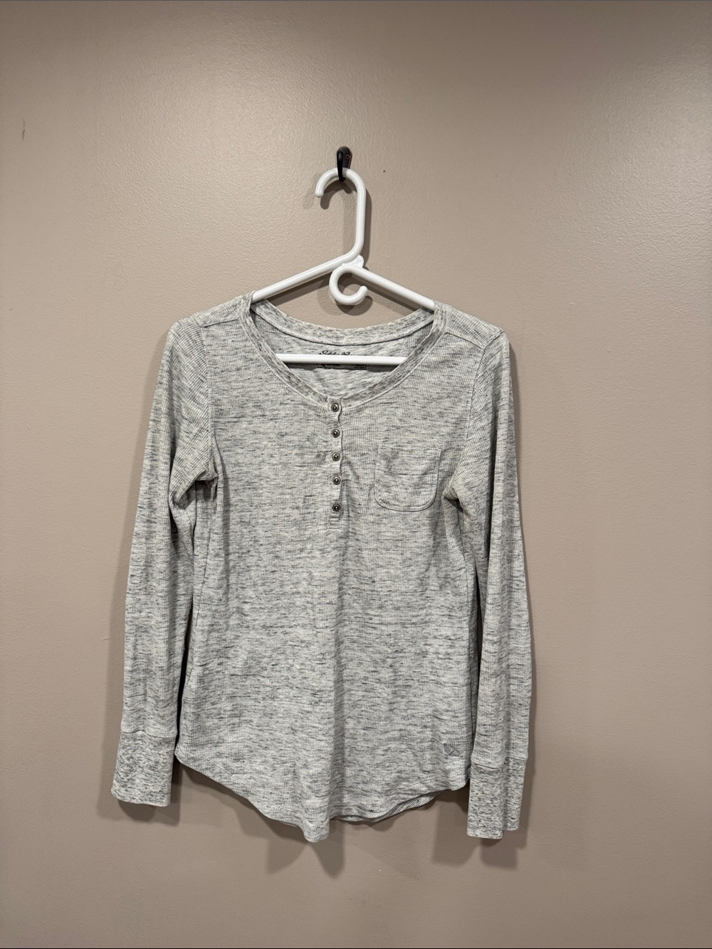 Eddie Bauer Heather Gray Long Sleeve Henley